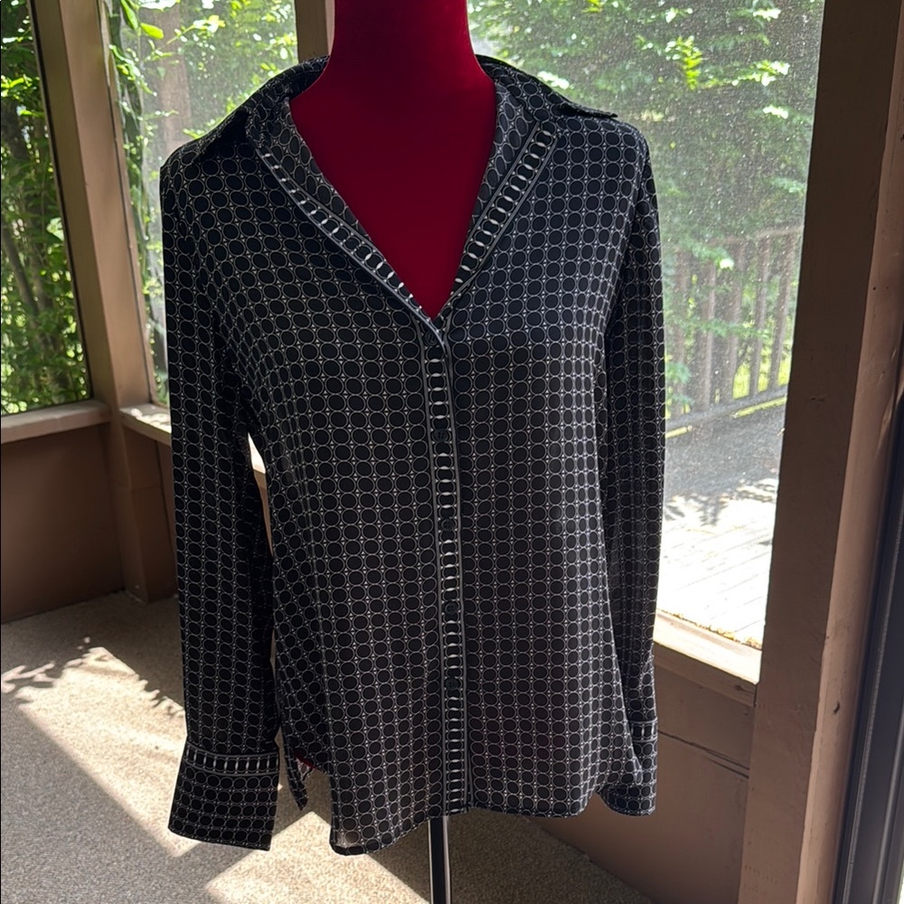 Max Studio Printed Long Sleeve Button-Up Shirt